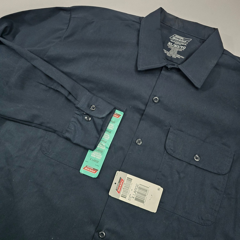 Dickies NWT Mens XL TempControl Cooling Long Sleeve Work Shirt Navy Blue GL570DN